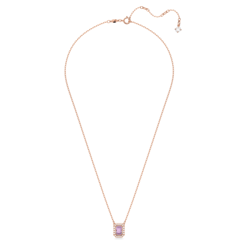 Millenia necklace, Octagon cut, Purple, Rose gold-tone plated by SWAROVSKI