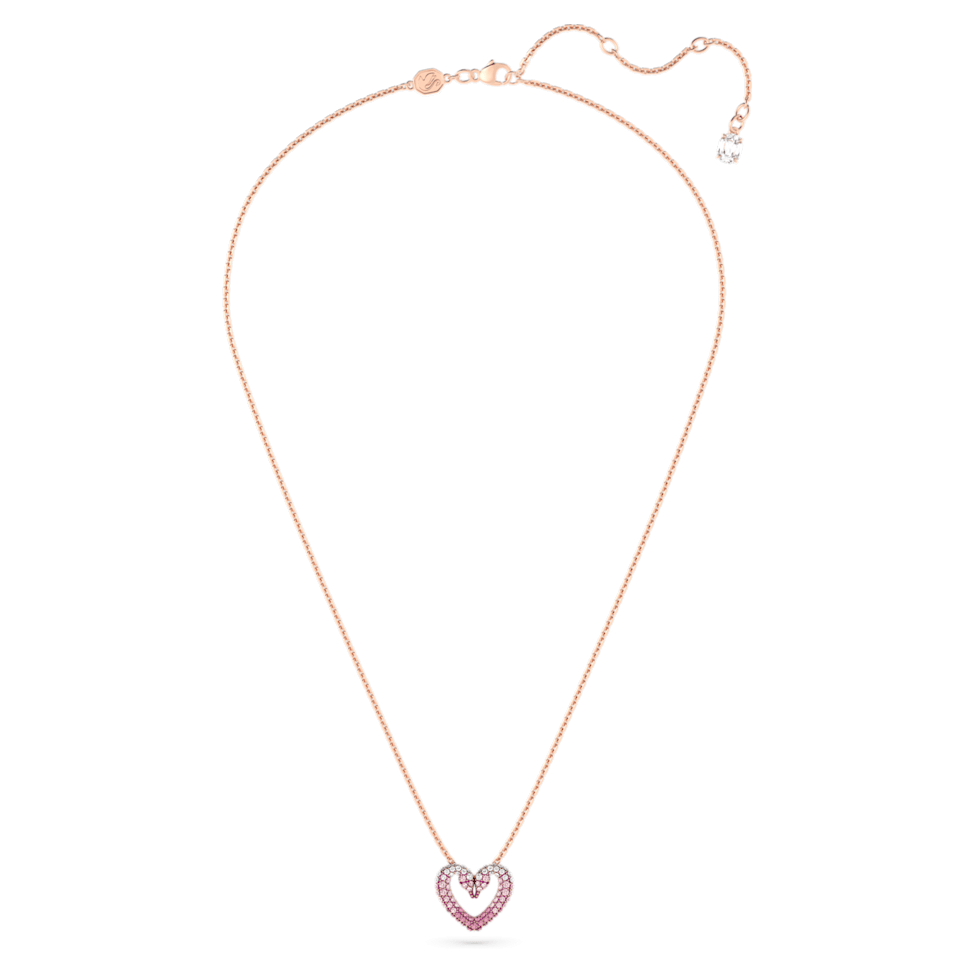 Una pendant, Heart, Small, Pink, Rose gold-tone plated by SWAROVSKI