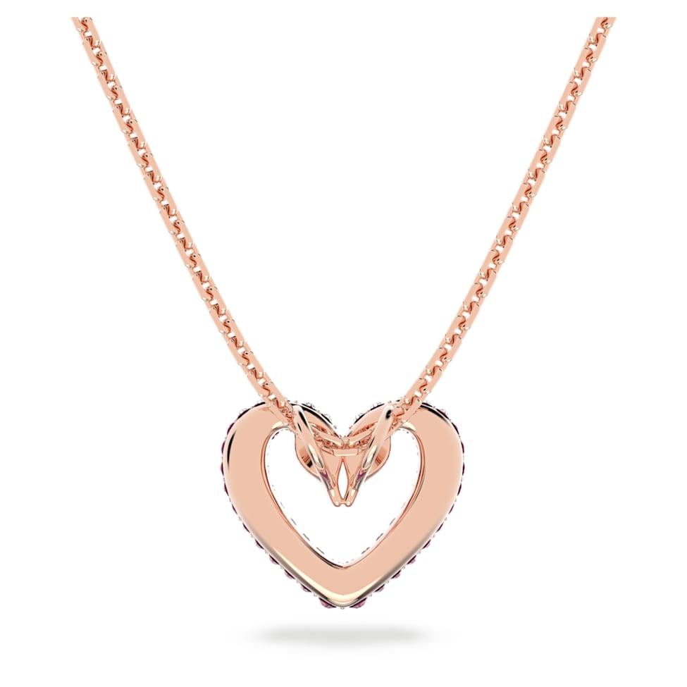 Una pendant, Heart, Small, Pink, Rose gold-tone plated by SWAROVSKI