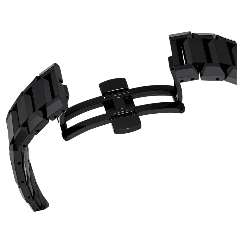 Watch, 39mm, Swiss Made, Metal bracelet, Black, Black finish by SWAROVSKI