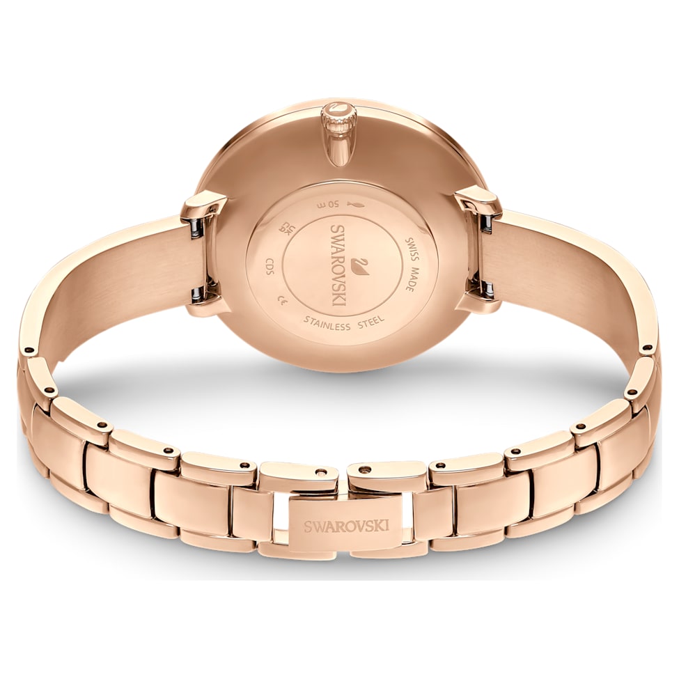 Crystalline Delight watch, Swiss Made, Metal bracelet, Gray, Rose gold-tone finish by SWAROVSKI