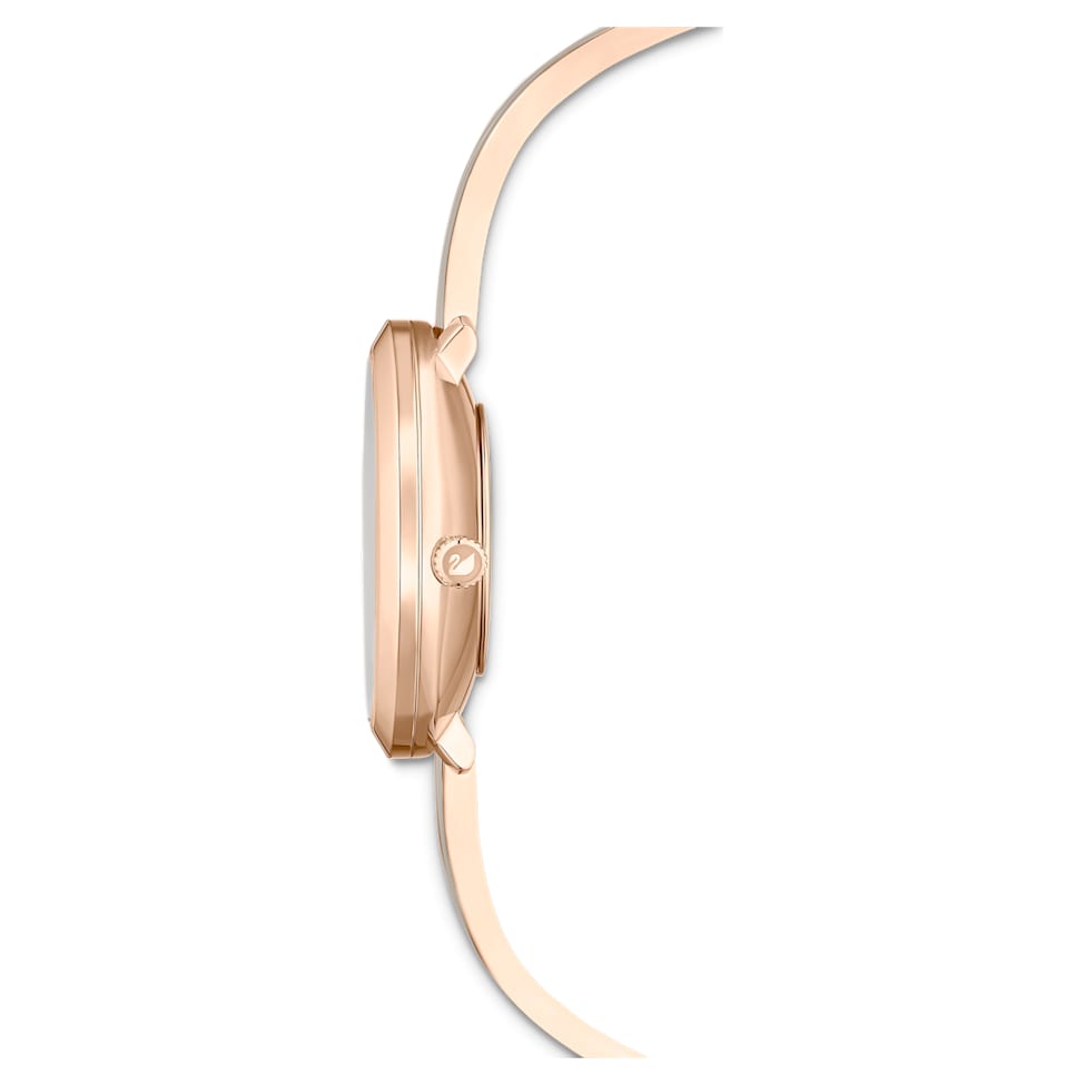 Crystalline Delight watch, Swiss Made, Metal bracelet, Grey, Rose gold-tone finish by SWAROVSKI