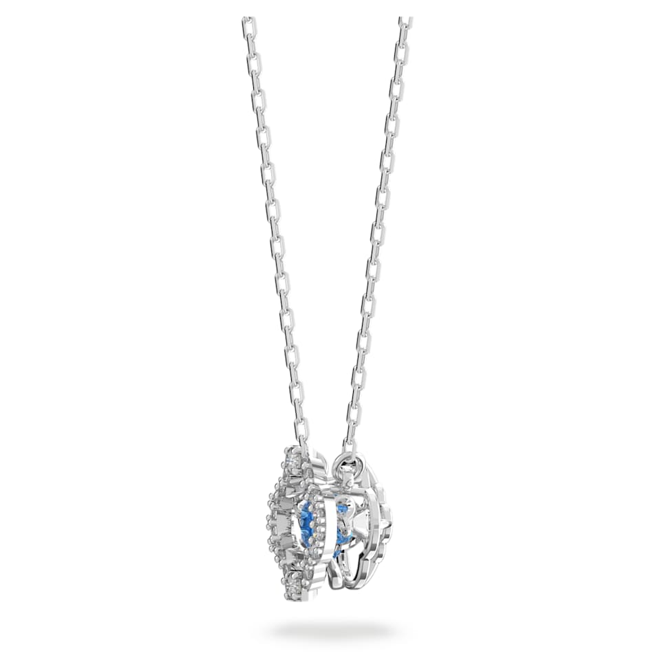 Swarovski Sparkling Dance necklace, Clover, Blue, Rhodium plated by SWAROVSKI