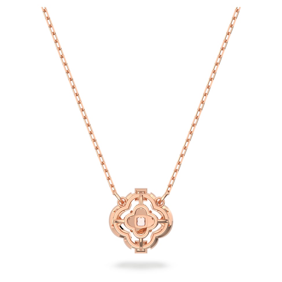 Swarovski Sparkling Dance necklace, Clover, White, Rose gold-tone plated by SWAROVSKI