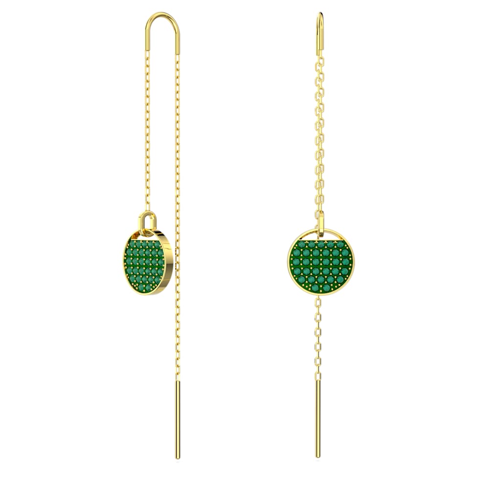 Ginger drop earrings, Long, Green, Gold-tone plated by SWAROVSKI