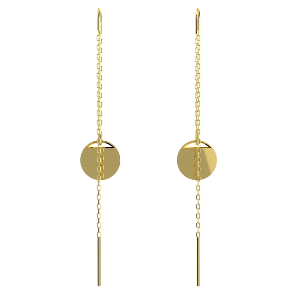 Ginger drop earrings, Long, Green, Gold-tone plated by SWAROVSKI