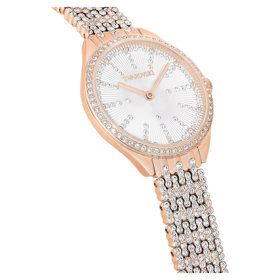 Attract watch, Swiss Made, Full pavé, Crystal bracelet, Rose gold tone, Rose gold-tone finish by SWAROVSKI