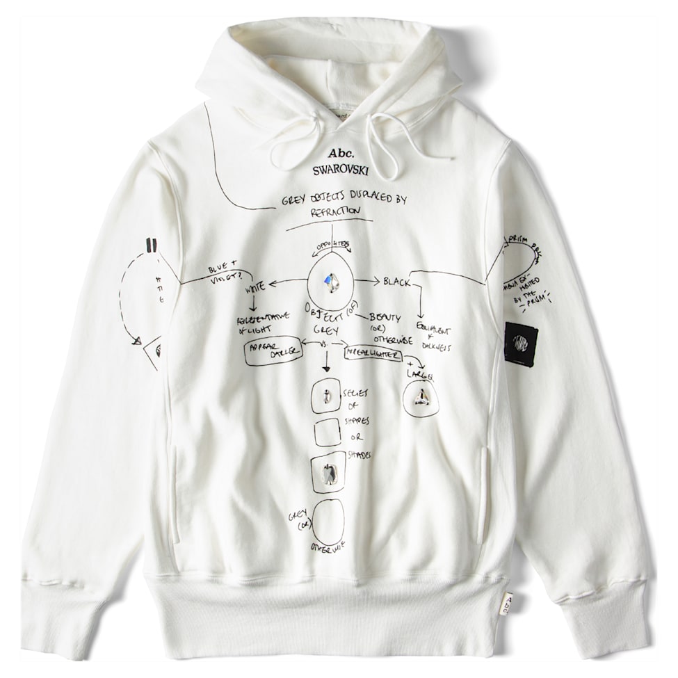ADVISORY BOARD CRYSTALS, Gray Objects Displaced by Refraction hoodie, White by SWAROVSKI