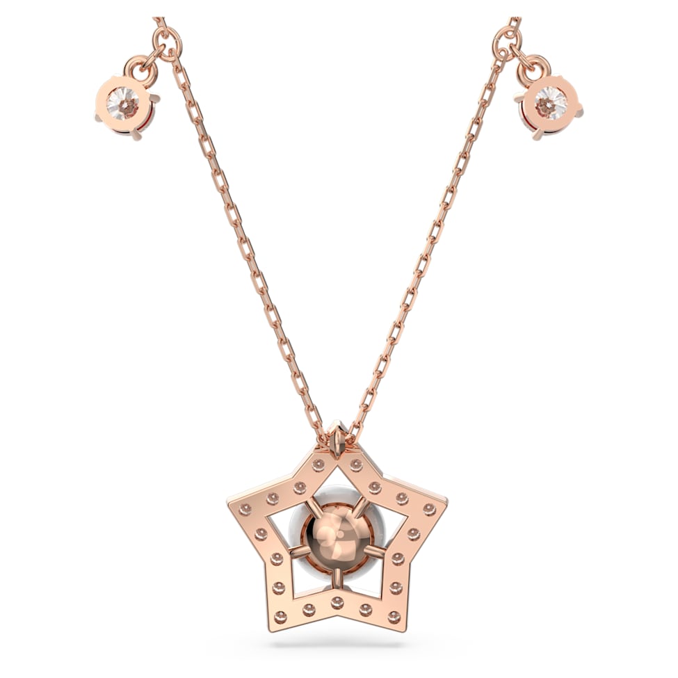 Stella necklace, Mixed cuts, Star, White, Rose gold-tone plated by SWAROVSKI