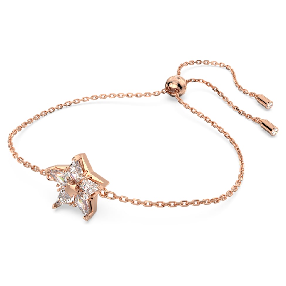 Stella bracelet, Kite cut, Star, White, Rose gold-tone plated by SWAROVSKI