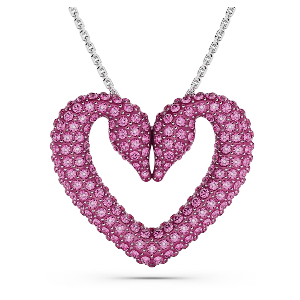 Una pendant, Heart, Large, Purple, Rhodium plated by SWAROVSKI