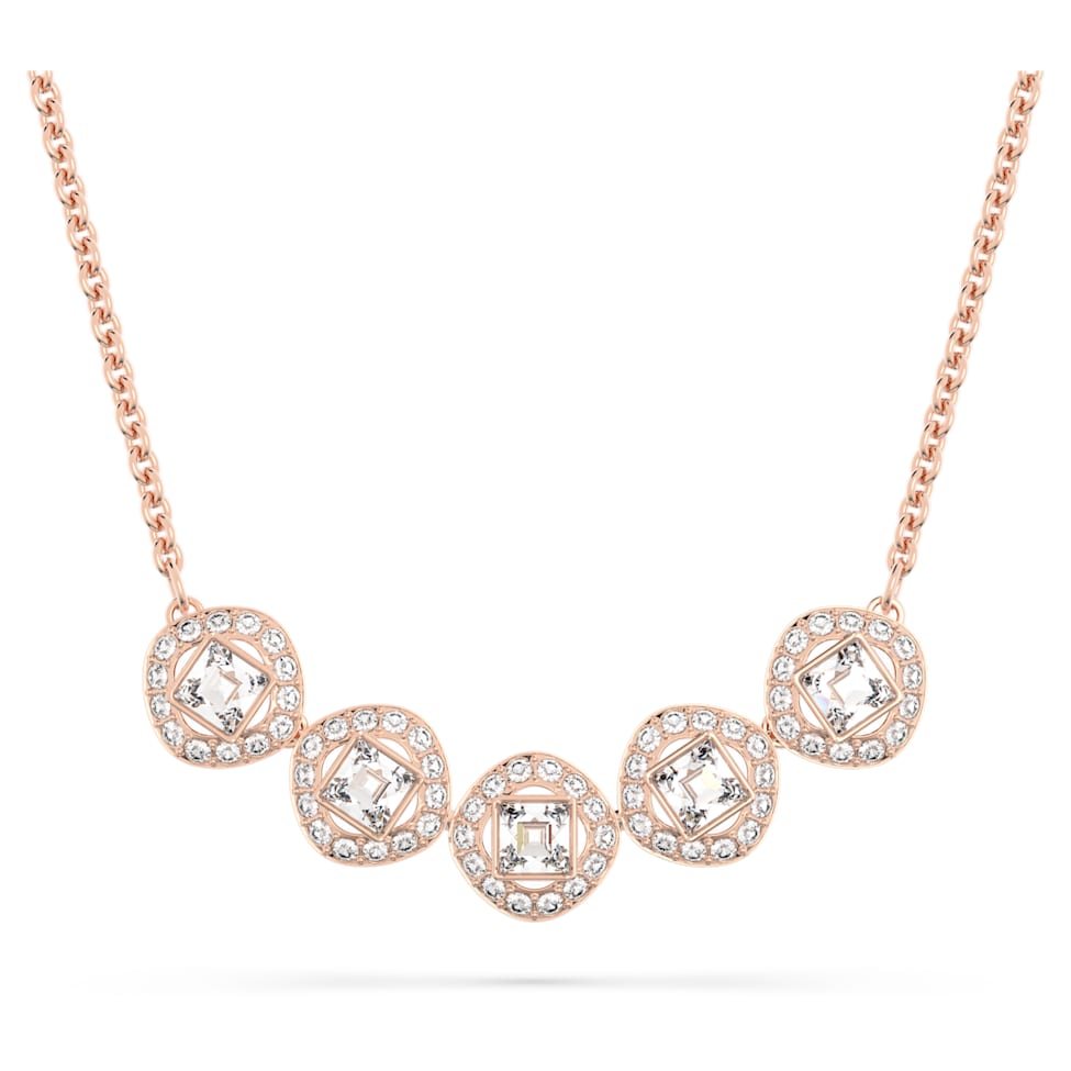 Angelic Square necklace, Square cut, White, Rose gold-tone plated by SWAROVSKI
