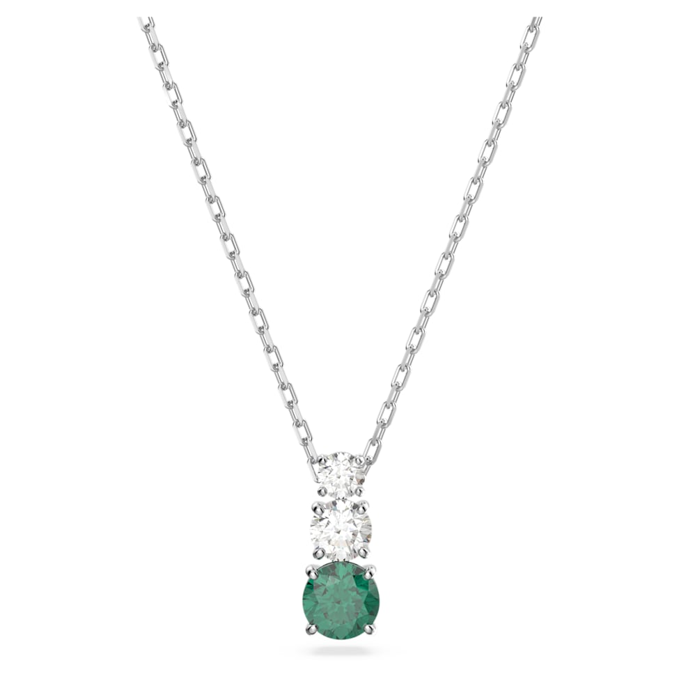 Attract Trilogy pendant, Green, Rhodium plated by SWAROVSKI