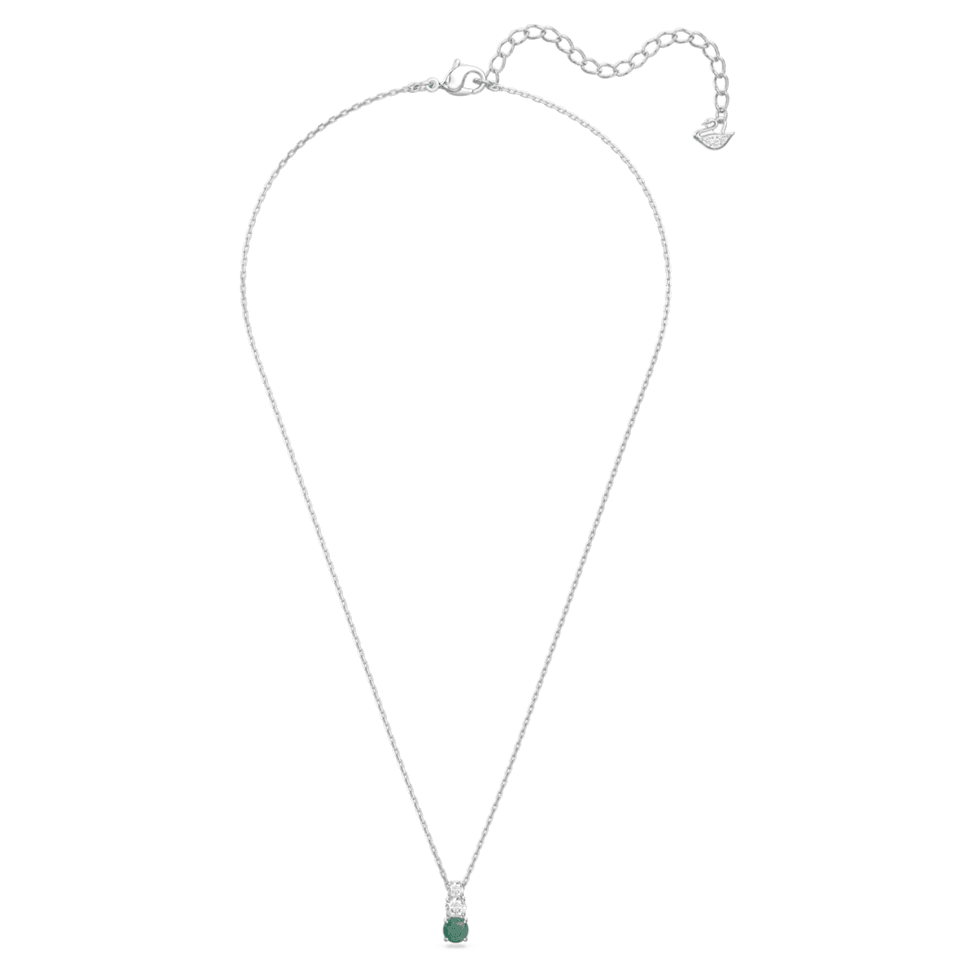 Attract Trilogy pendant, Green, Rhodium plated by SWAROVSKI
