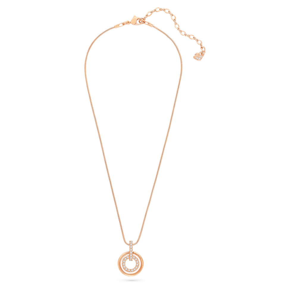 Circle pendant, Round shape, White, Rose gold-tone plated by SWAROVSKI