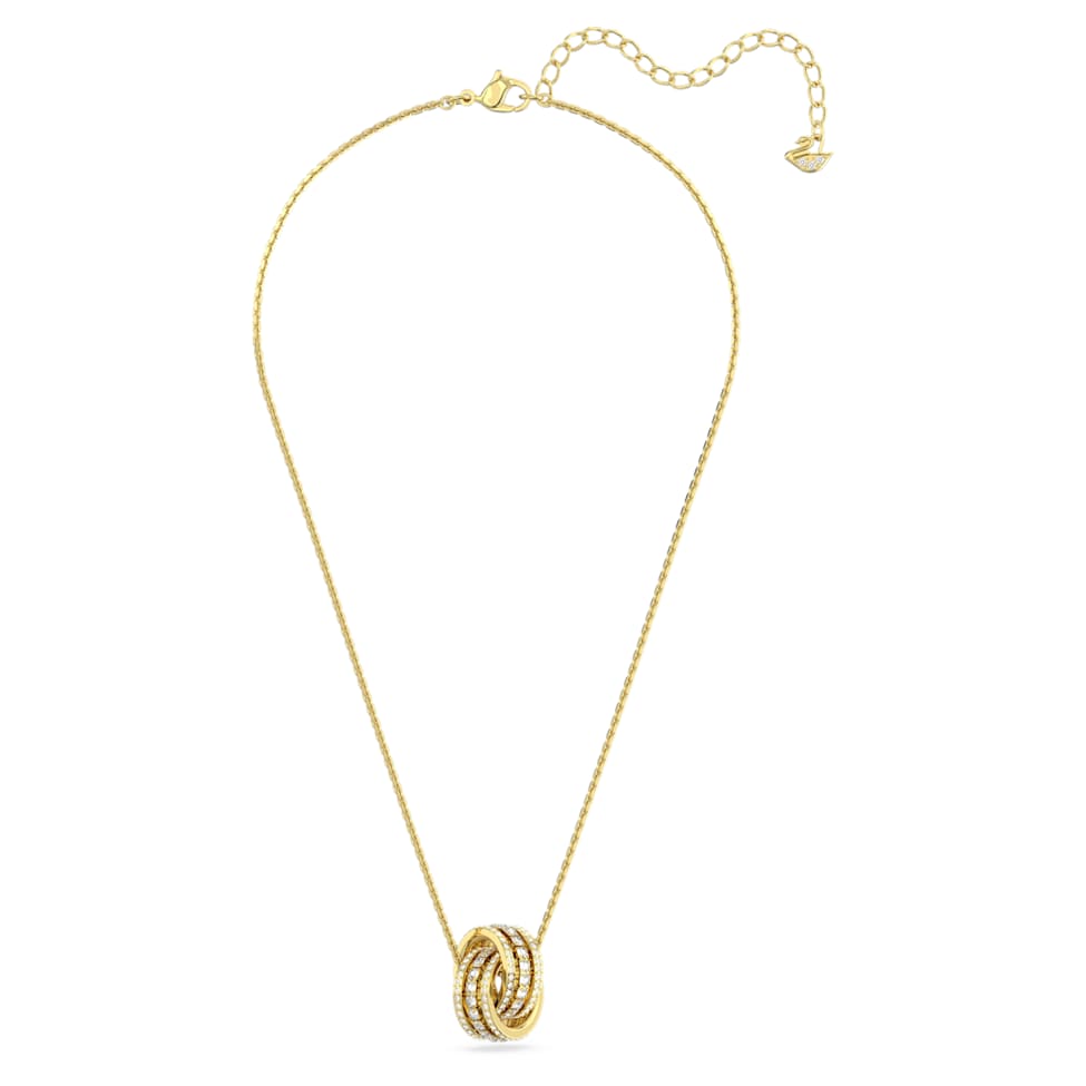 Further necklace, Intertwined circles, White, Gold-tone plated by SWAROVSKI