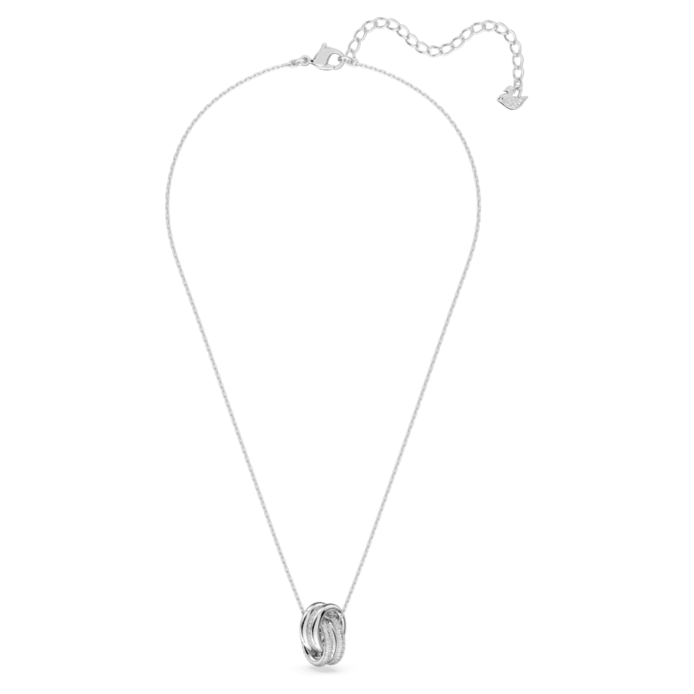 Further pendant, Intertwined circles, Small, White, Rhodium plated by SWAROVSKI