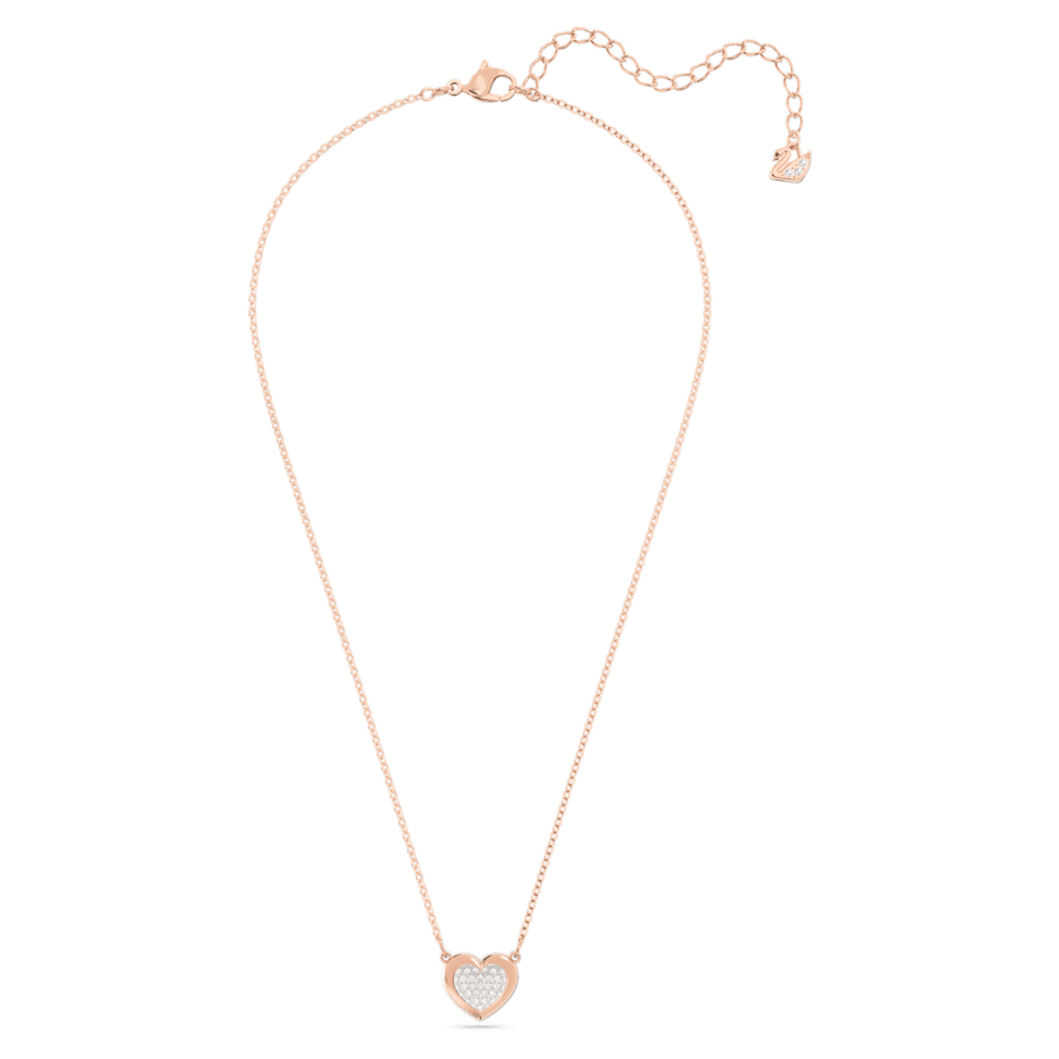 Hall pendant, Heart, White, Rose gold-tone plated by SWAROVSKI