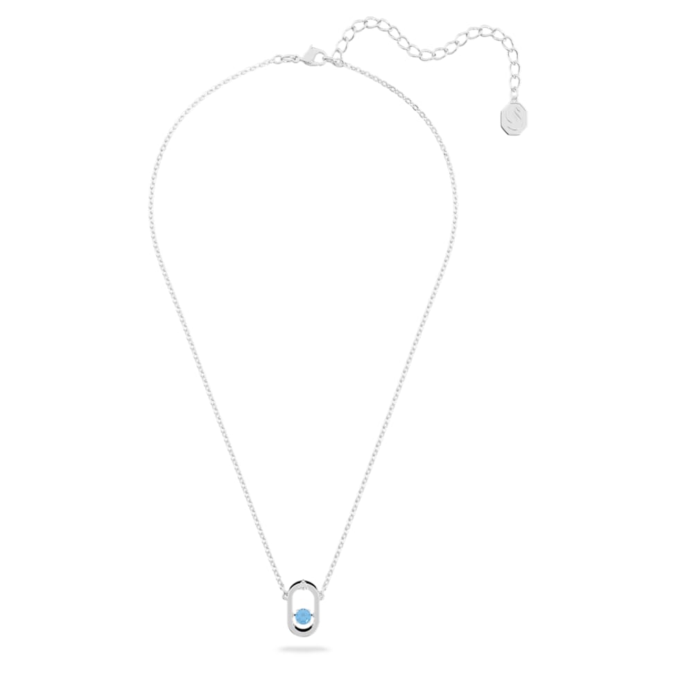 Swarovski Sparkling Dance necklace, Round cut, Oval shape, Blue, Rhodium plated by SWAROVSKI