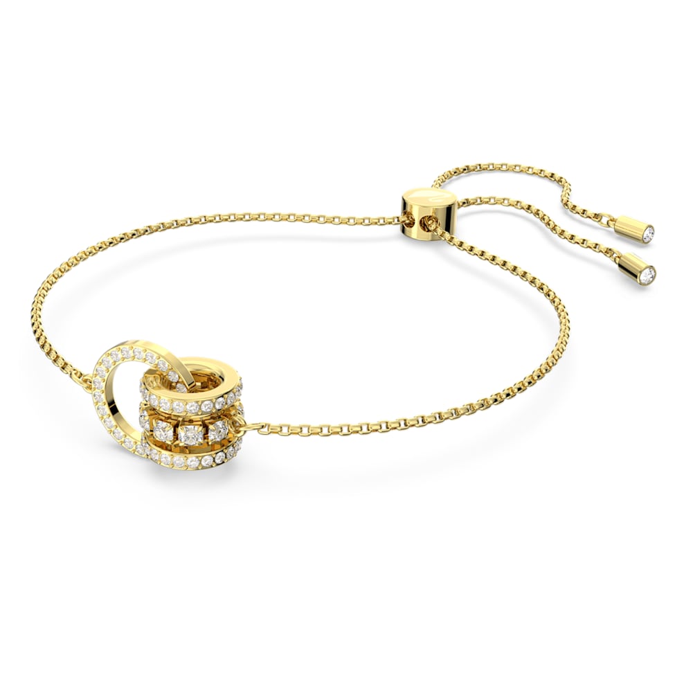 Further bracelet, Interlocking loop, White, Gold-tone plated by SWAROVSKI
