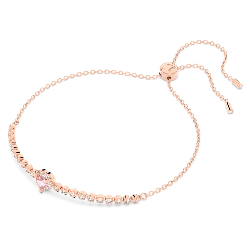 One bracelet, Heart, Pink, Rose gold-tone plated by SWAROVSKI