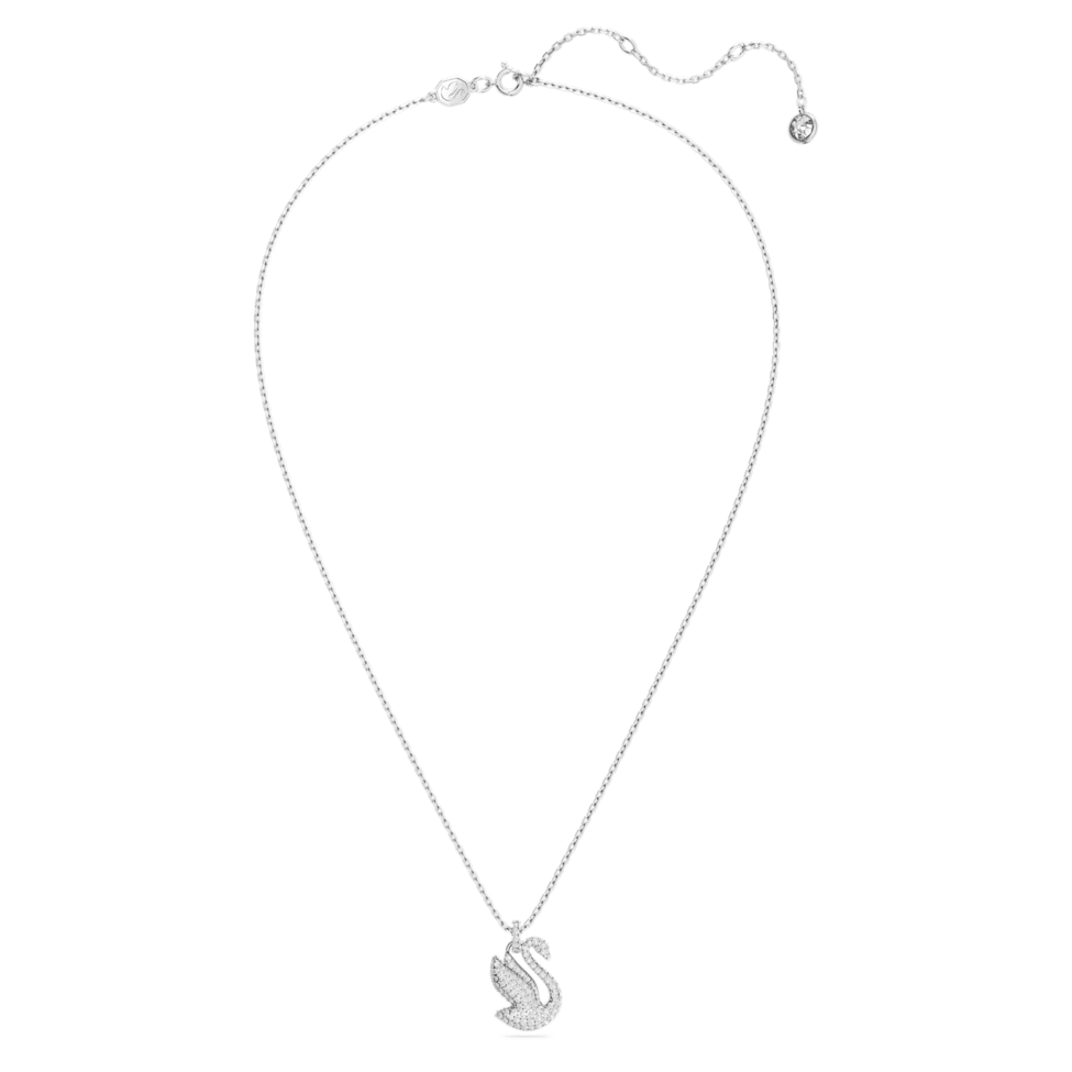 Swarovski Iconic Swan pendant, Swan, Medium, White, Rhodium plated by SWAROVSKI