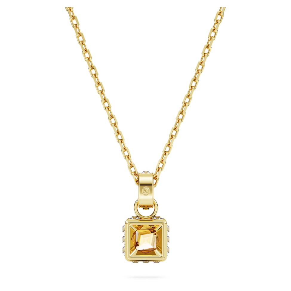 Stilla pendant, Square cut, Yellow, Gold-tone plated by SWAROVSKI