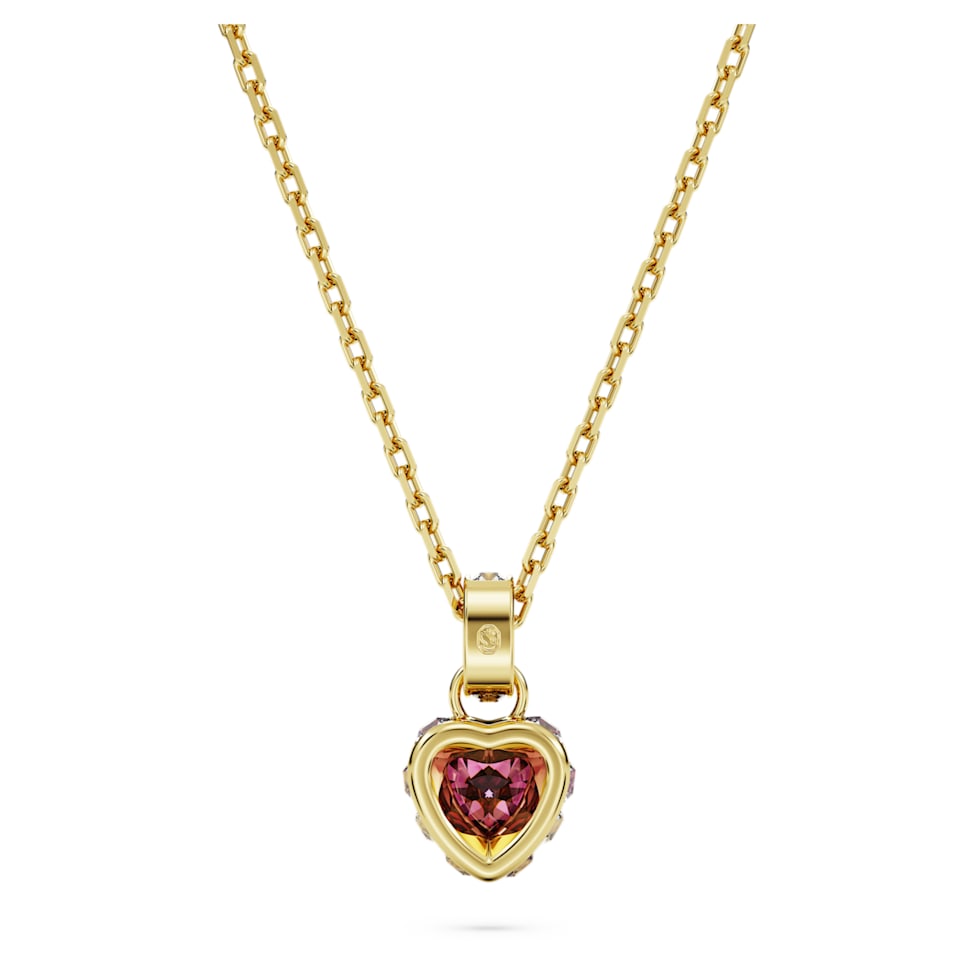 Stilla pendant, Heart, Red, Gold-tone plated by SWAROVSKI