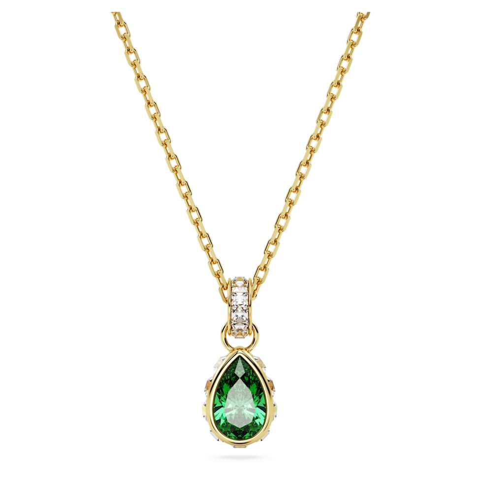 Stilla pendant, Pear cut, Green, Gold-tone plated by SWAROVSKI