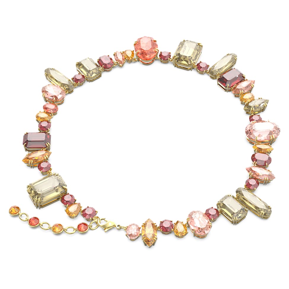 Gema necklace, Mixed cuts, Multicolored, Gold-tone plated by SWAROVSKI