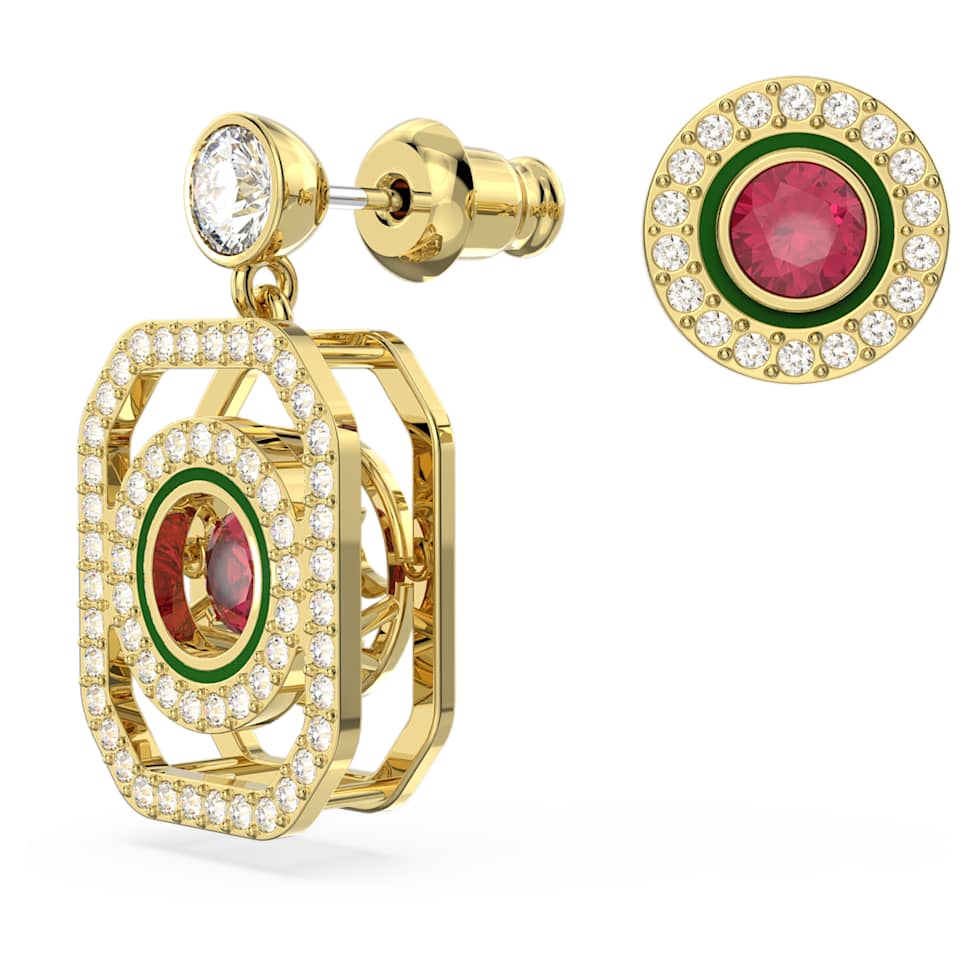 Alea drop earrings, Asymmetrical design, Multicolored, Gold-tone plated by SWAROVSKI
