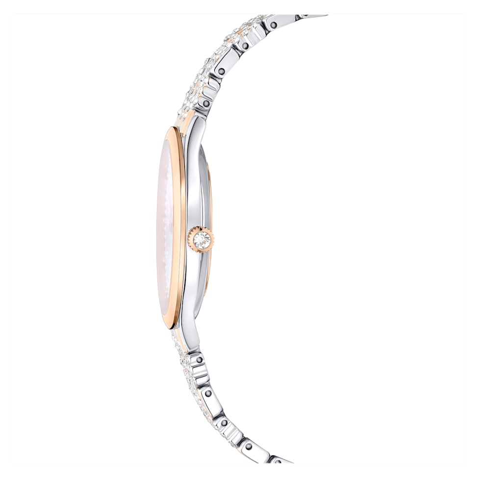 Attract watch, Swiss Made, Pavé, Metal bracelet, Rose gold tone, Mixed metal finish by SWAROVSKI