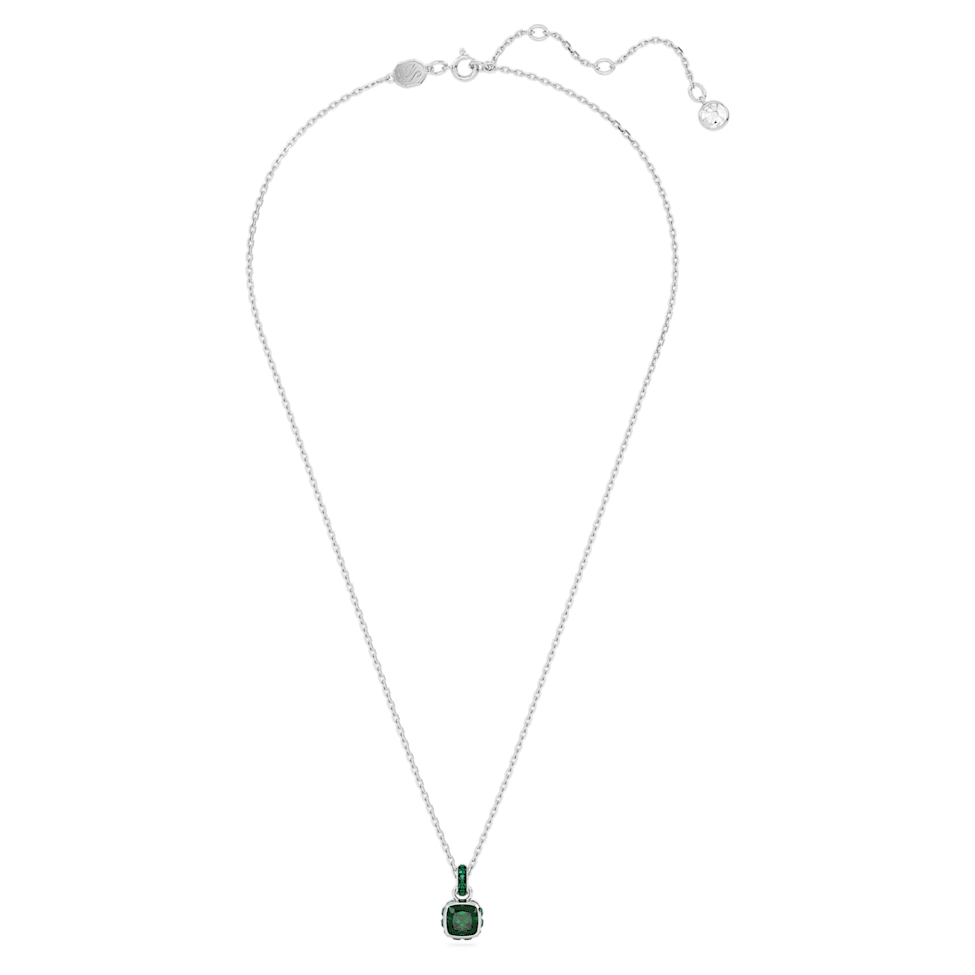 Birthstone pendant, Square cut, May, Green, Rhodium plated by SWAROVSKI