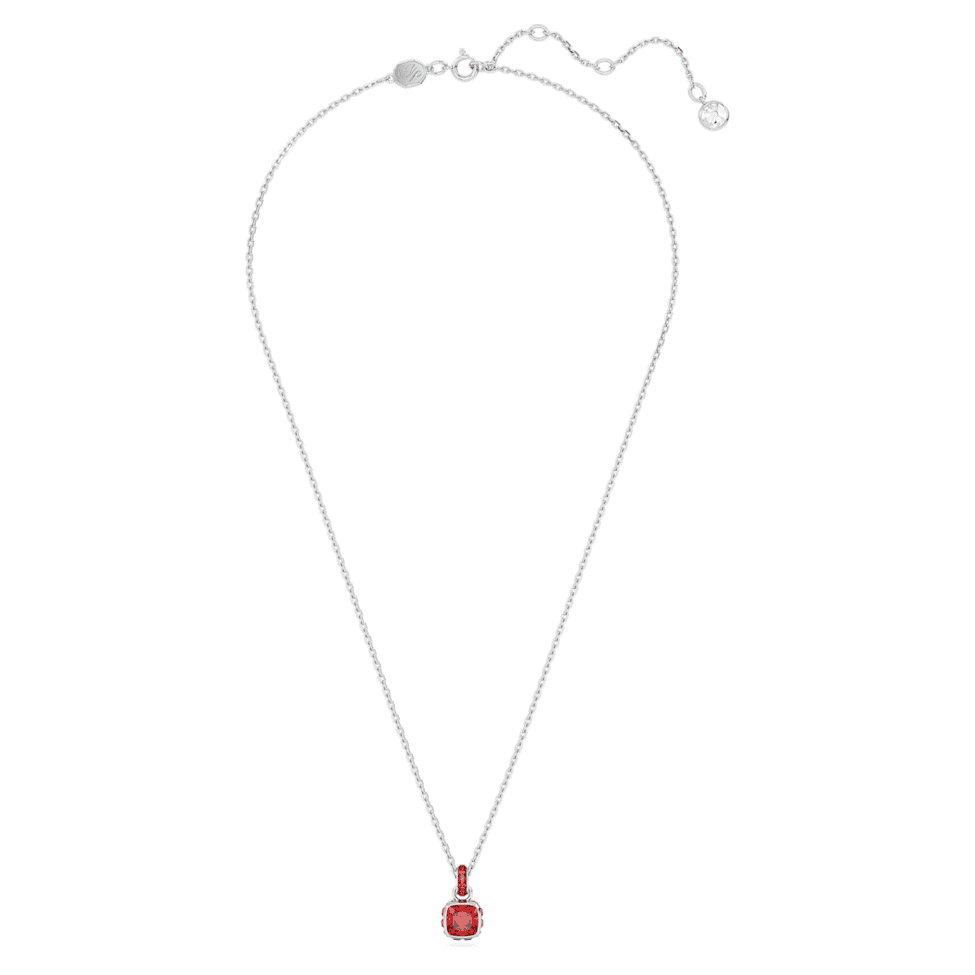 Birthstone pendant, Square cut, July, Red, Rhodium plated by SWAROVSKI
