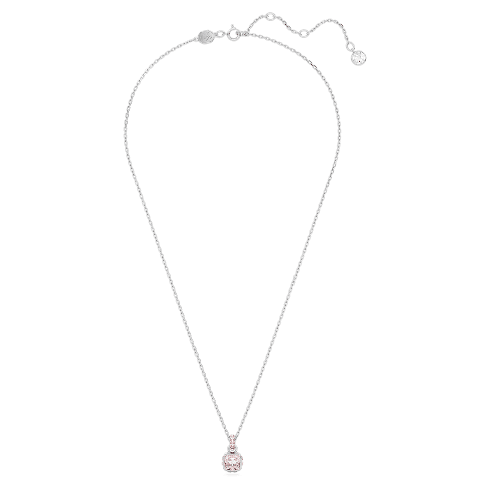 Birthstone pendant, Square cut, June, Pink, Rhodium plated by SWAROVSKI