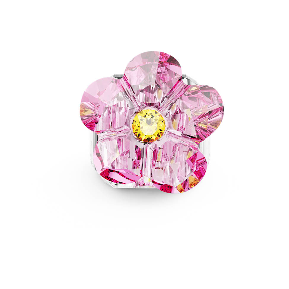 Florere cocktail ring, Flower, Pink, Rhodium plated by SWAROVSKI