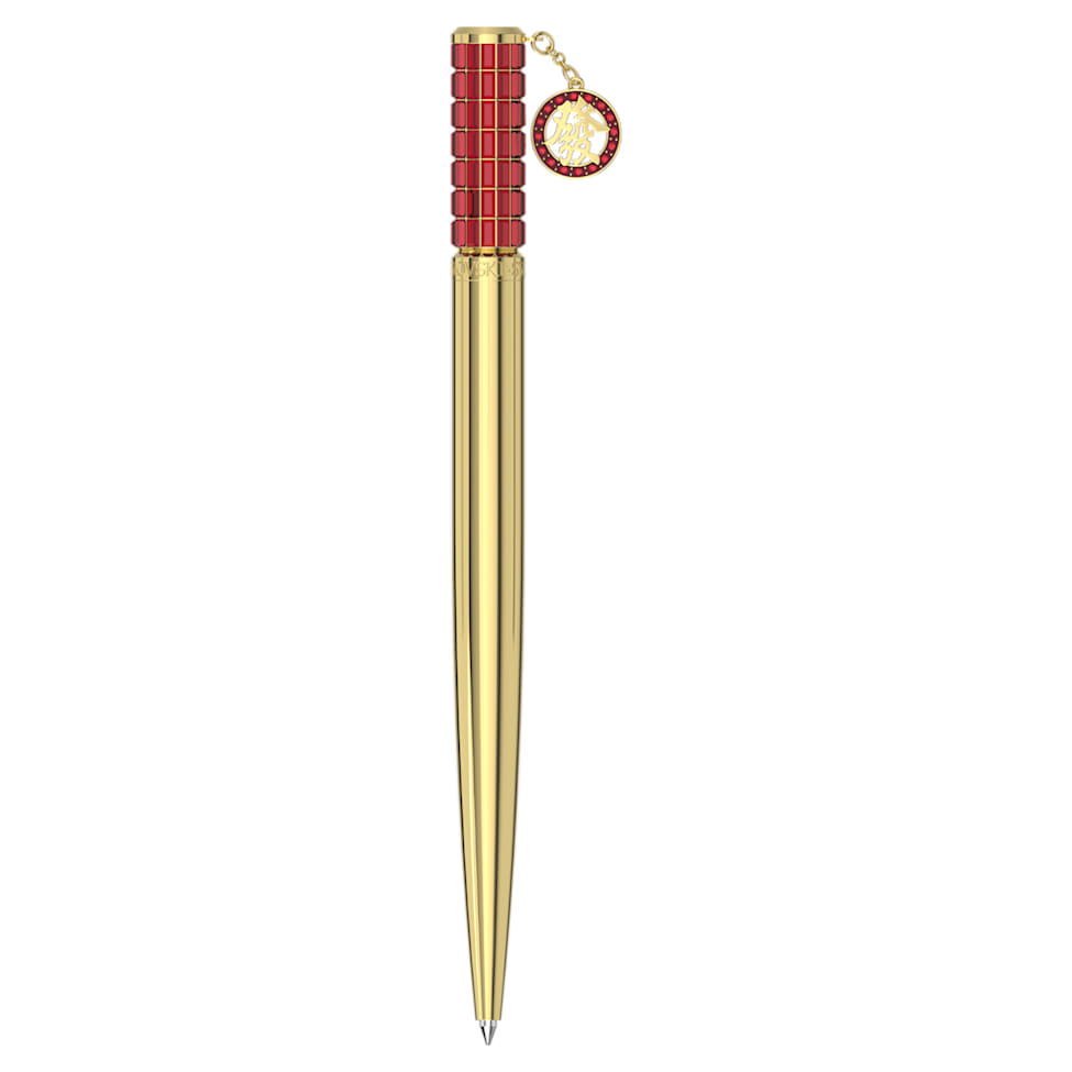 Alea ballpoint pen, Red, Gold-tone plated by SWAROVSKI