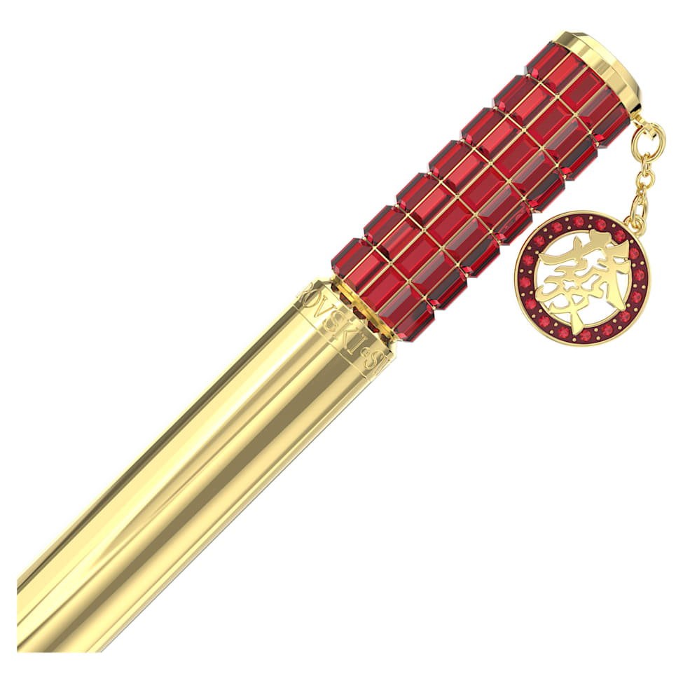 Alea ballpoint pen, Red, Gold-tone plated by SWAROVSKI