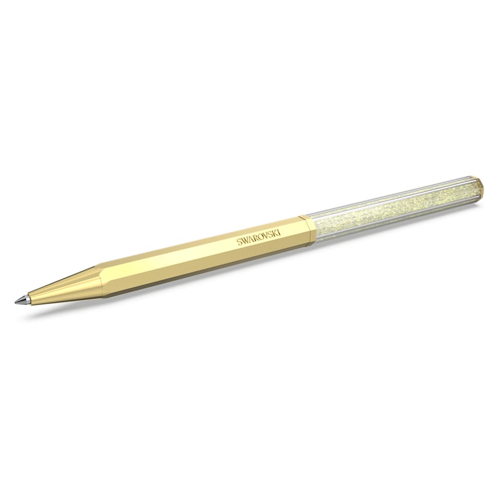 Crystalline ballpoint pen, Octagon shape, Gold tone