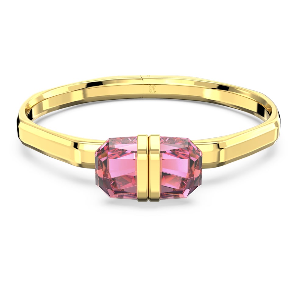 Lucent bangle, Magnetic closure, Pink, Gold-tone plated by SWAROVSKI