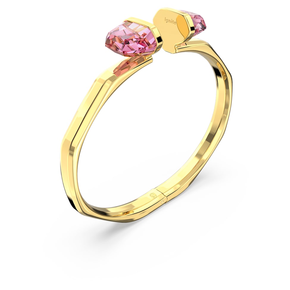Lucent bangle, Magnetic closure, Pink, Gold-tone plated by SWAROVSKI