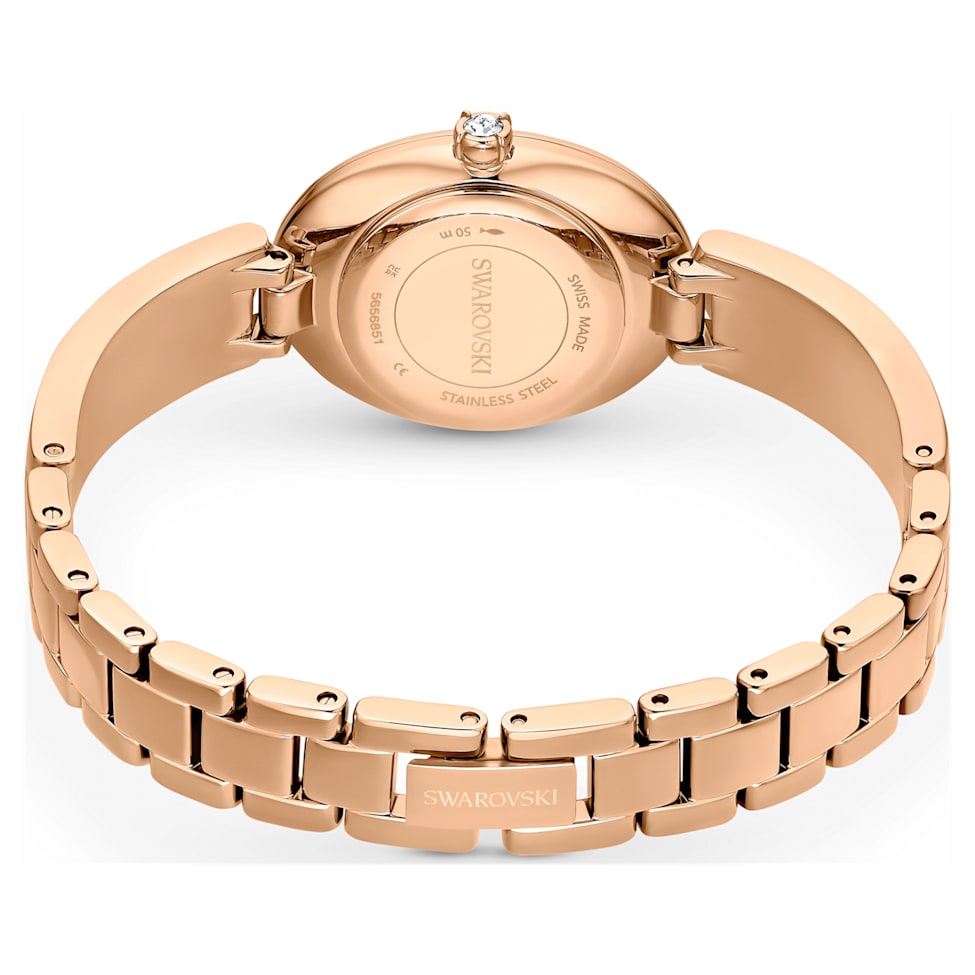 Crystal Rock Oval watch, Swiss Made, Crystal bracelet, Rose gold tone, Rose gold-tone finish by SWAROVSKI