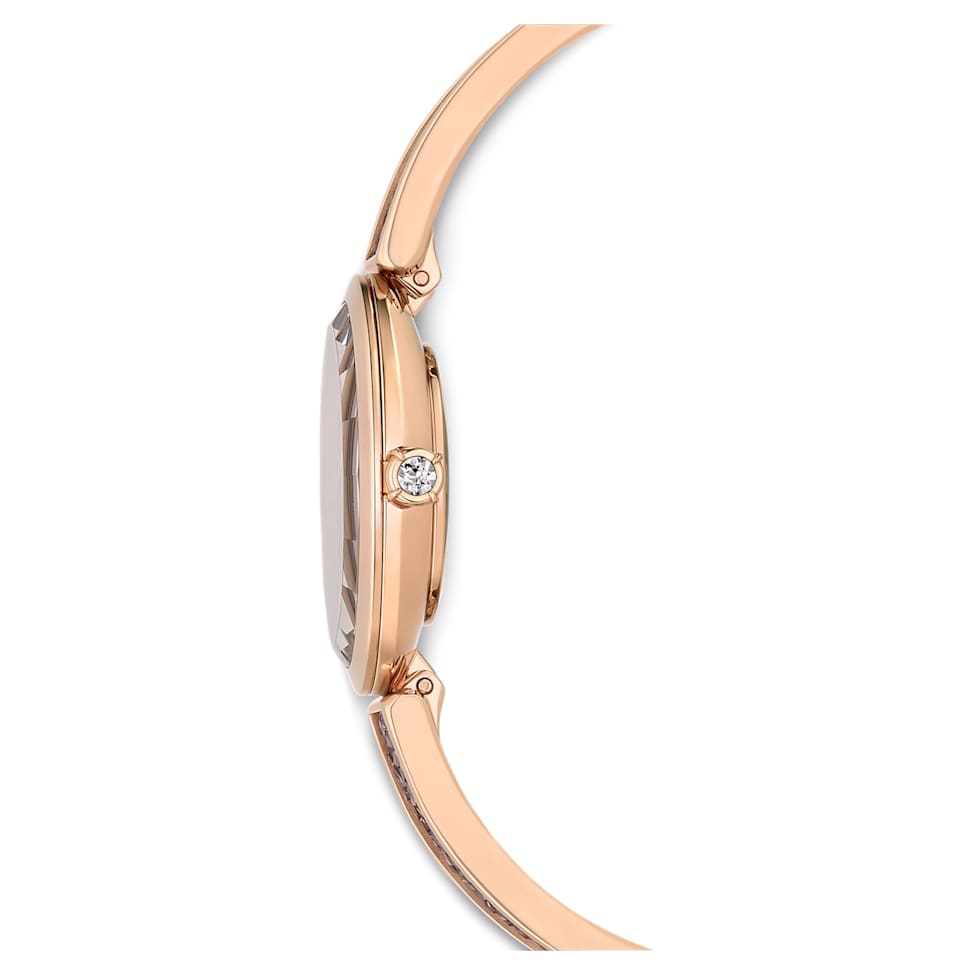 Crystal Rock Oval watch, Swiss Made, Crystal bracelet, Grey, Rose gold-tone finish by SWAROVSKI