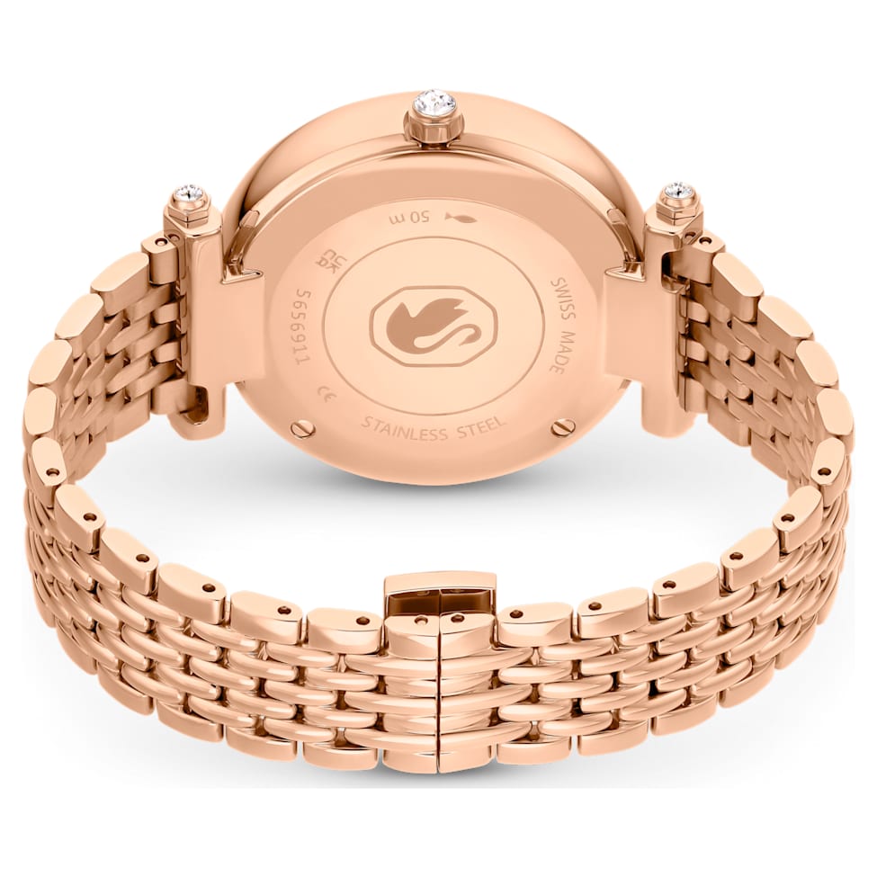 Crystalline Wonder watch, Swiss Made, Metal bracelet, Rose gold tone, Rose gold-tone finish by SWAROVSKI