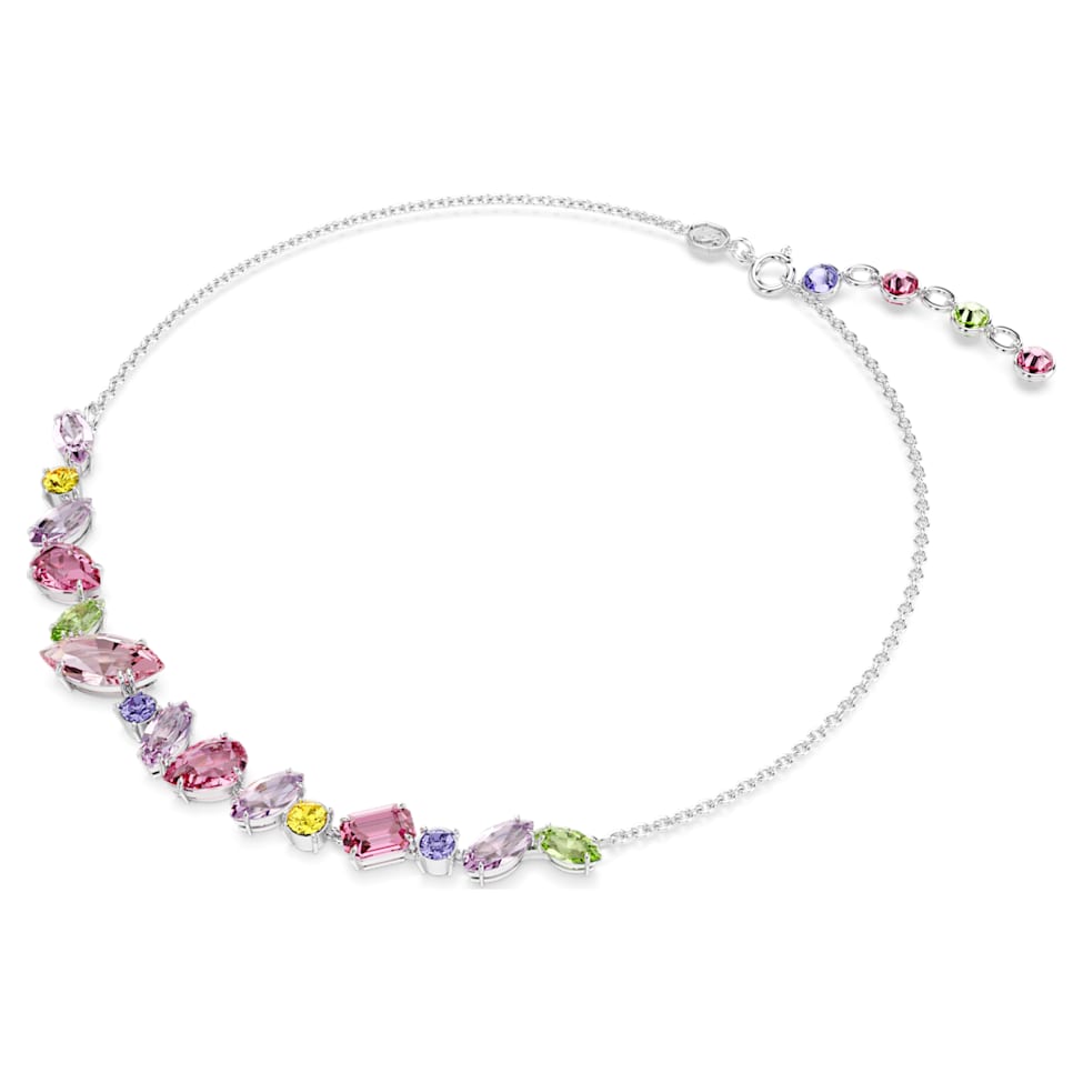Gema necklace, Mixed cuts, Multicolored, Rhodium plated by SWAROVSKI