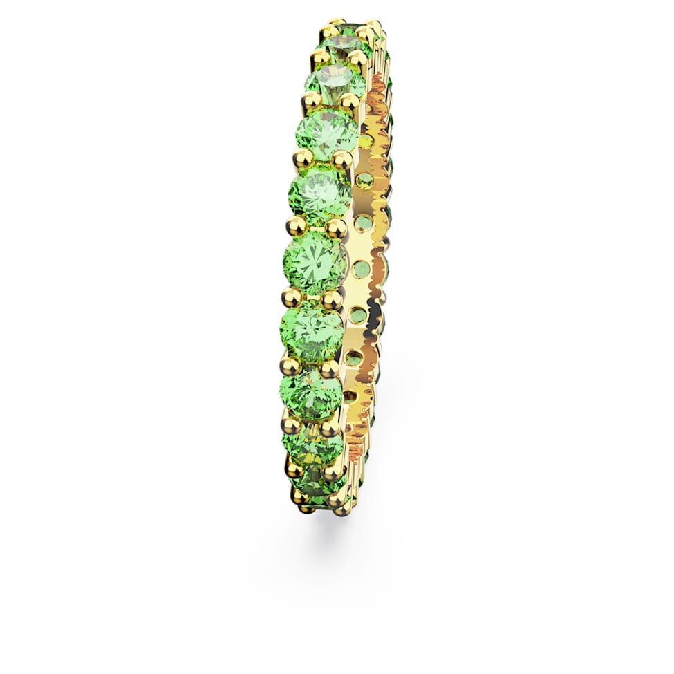 Matrix ring, Round cut, Green, Gold-tone plated by SWAROVSKI