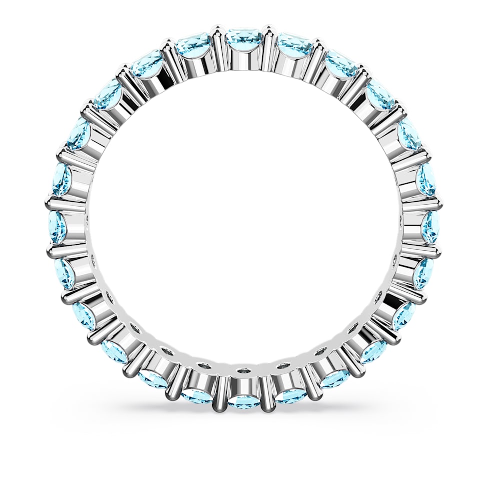 Matrix ring, Round cut, Blue, Rhodium plated by SWAROVSKI