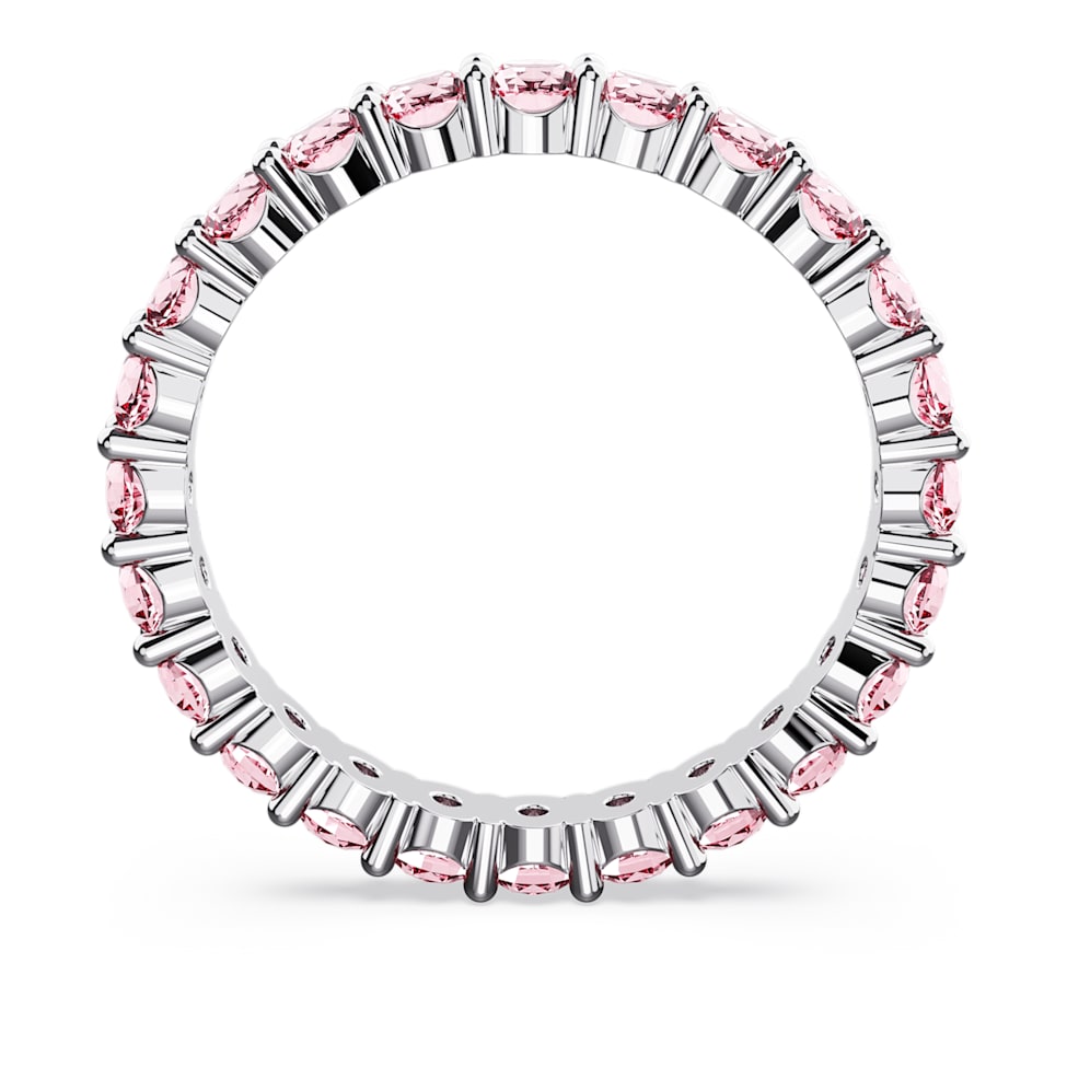 Matrix ring, Round cut, Pink, Rhodium plated by SWAROVSKI