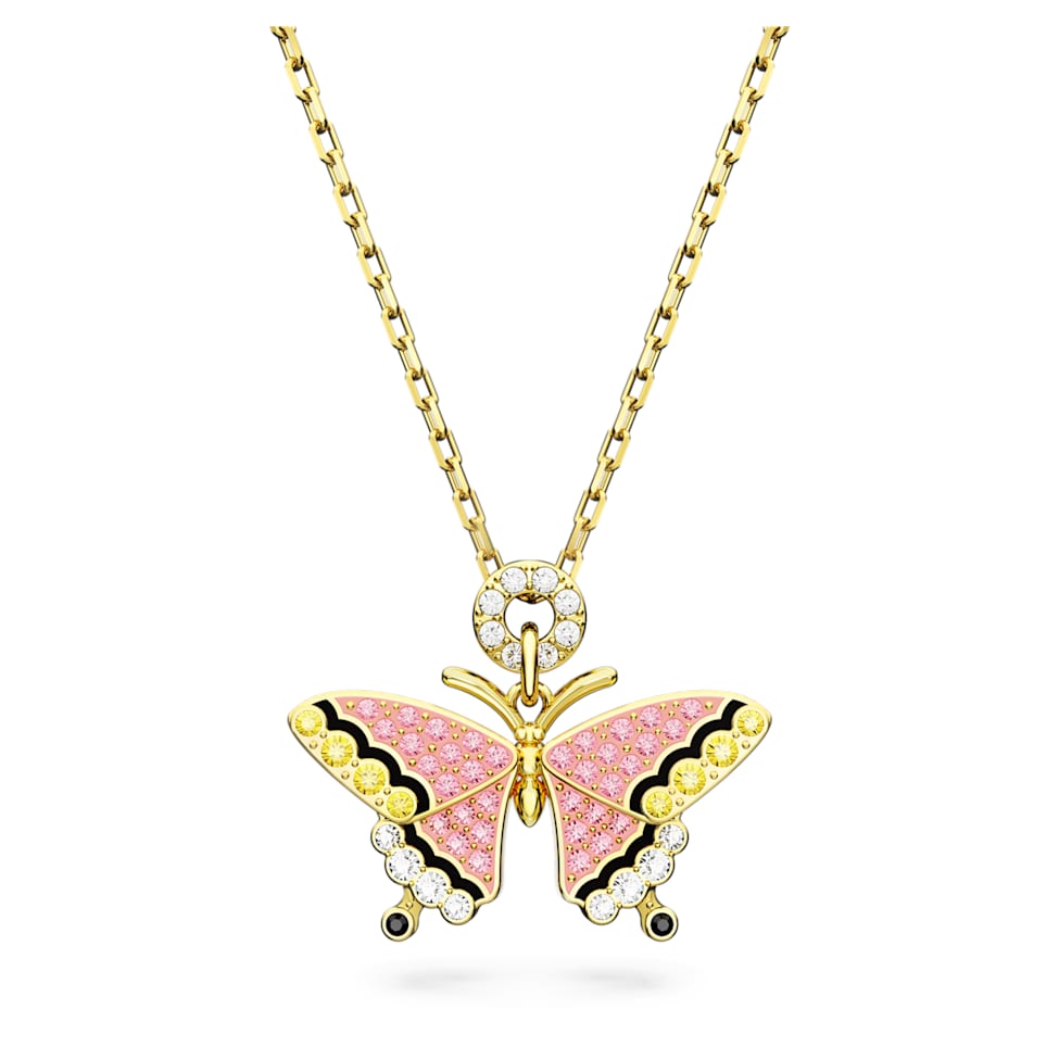 Idyllia pendant, Butterfly, Multicolored, Gold-tone plated by SWAROVSKI