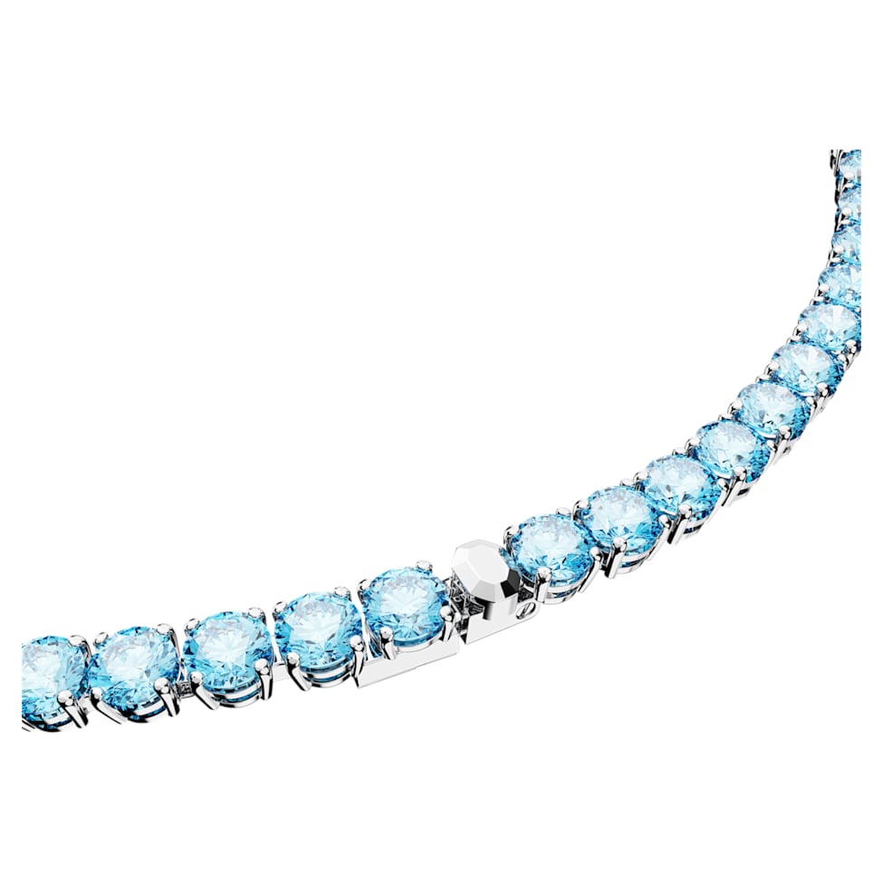 Matrix Tennis necklace, Round cut, Medium, Blue, Rhodium plated by SWAROVSKI